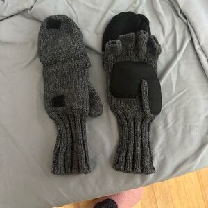 Charcoal Knit Convertible Mittens